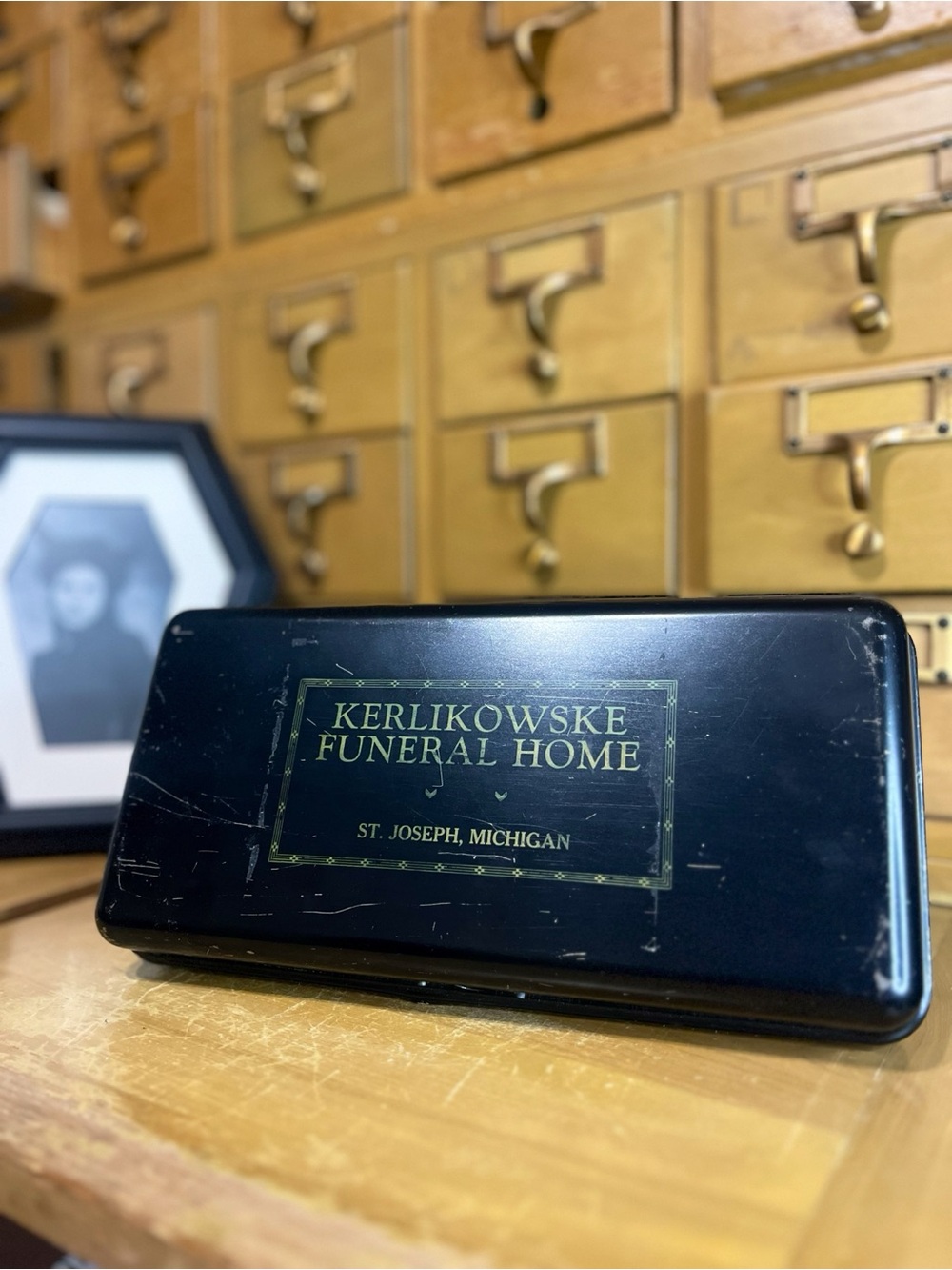 Kerlikowske Funeral Home Black Metal Trinket Box